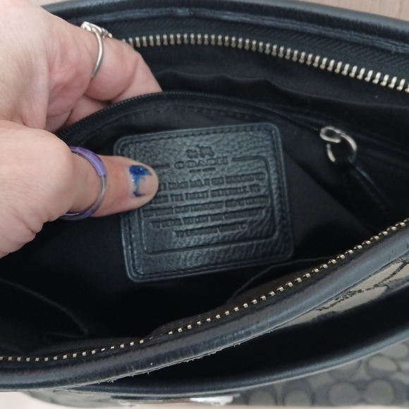 Coach Greyblack Signature Print Large Crossbody Handbag. - Picture 2 of 10